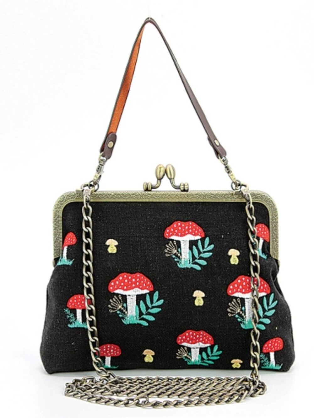 Mushrooms Kisslock Bag  NEW!  Whimsicle  Embroidered Elegant